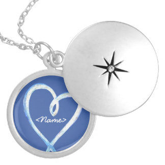 Supportive Heart Design Blue Custom Necklace