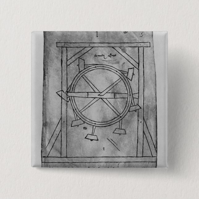 Supposedly perpetual motion mallets and wheel button (Front)