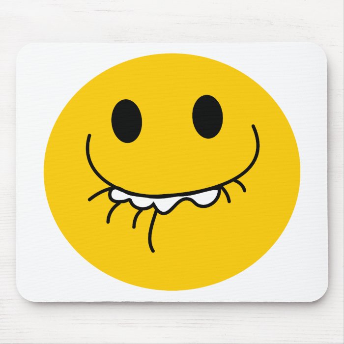 Suppressed laughing yellow smiley face mouse pads