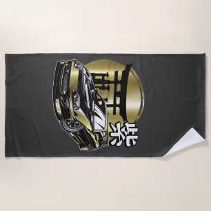 Supra Mk 4 Golden Drift Car Beach Towel