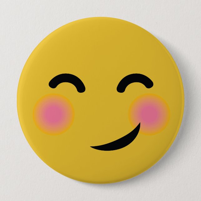 Supre cute blushing emoji button (Front)