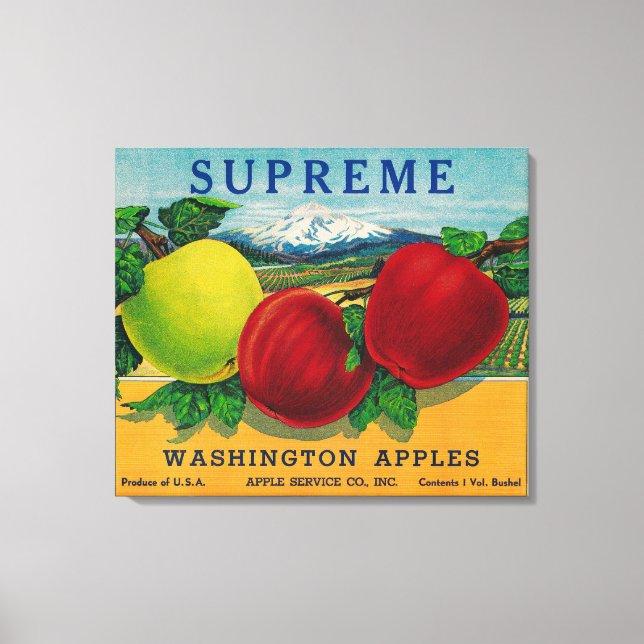 Supreme Apple Label - Washington State Canvas Print (Front)