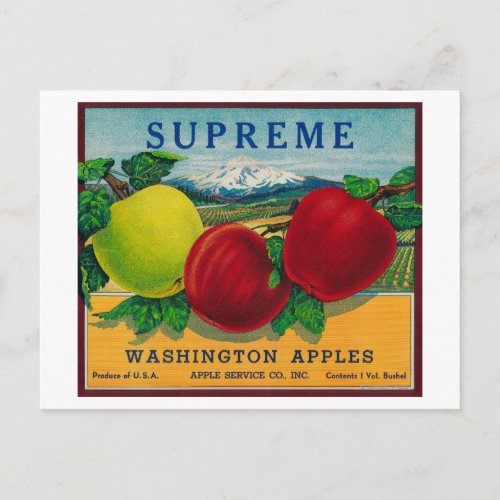 Supreme Apple Label _ Washington State Postcard