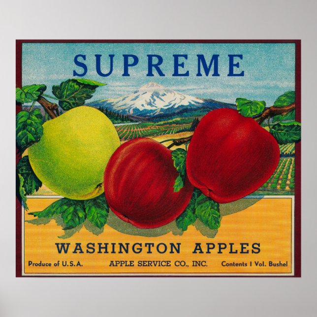 Supreme Apple Label - Washington State Poster (Front)