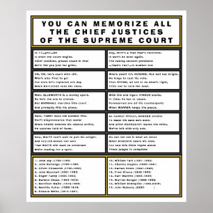 Supreme Court Chief Justice Fun U.S. History Poem Poster