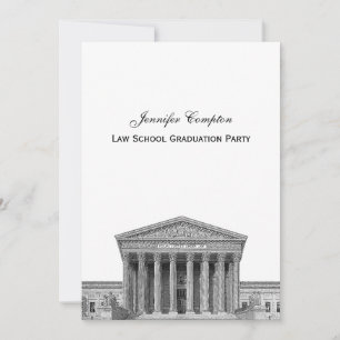 Supreme Court Etchd DIY BG Color V Law School Grad Invitation