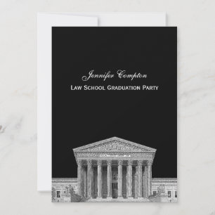 Supreme Court Etchd DIY BG Color V Law School Grad Invitation