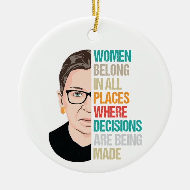 Supreme Court Vote, Ruth Bader Ginsburg Ceramic Ornament (Front)