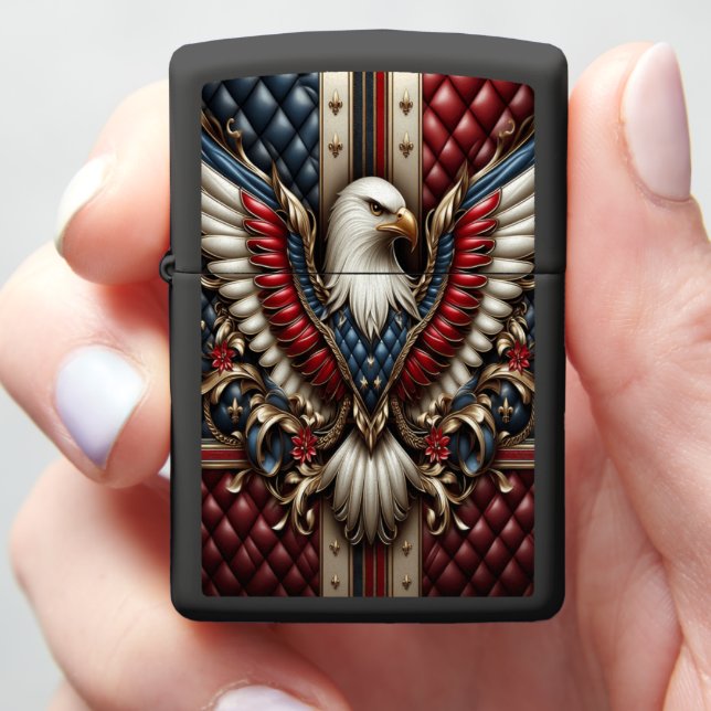 Supreme Eagle Leather-Style Gold Zippo Lighter (In Hand)