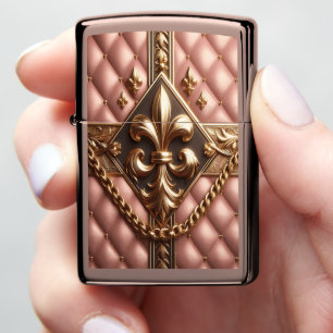 Supreme Gold & Pink Leather Zippo Lighter