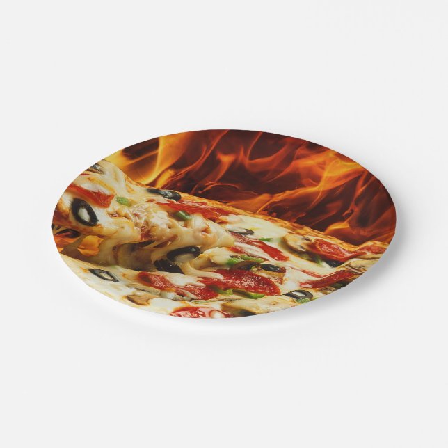 Supreme Pizza Paper Plates (Angled)