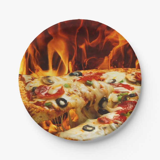 Supreme Pizza Paper Plates (Front)