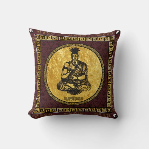 Supreme Royalty First Buddhist PillowBrownGld Throw Pillow
