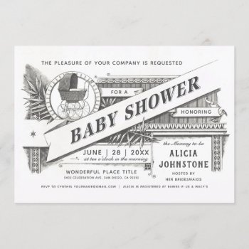 Supreme Vintage Baby Shower Invitations V2 by Anything_Goes at Zazzle