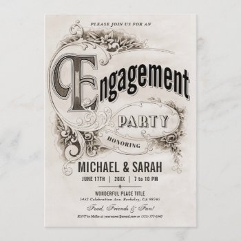 Supreme Vintage Engagement Party Invitations by Anything_Goes at Zazzle