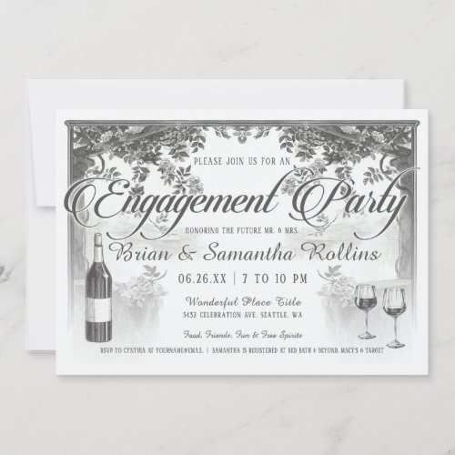 Supreme Vintage Engagement Party Invitations V02