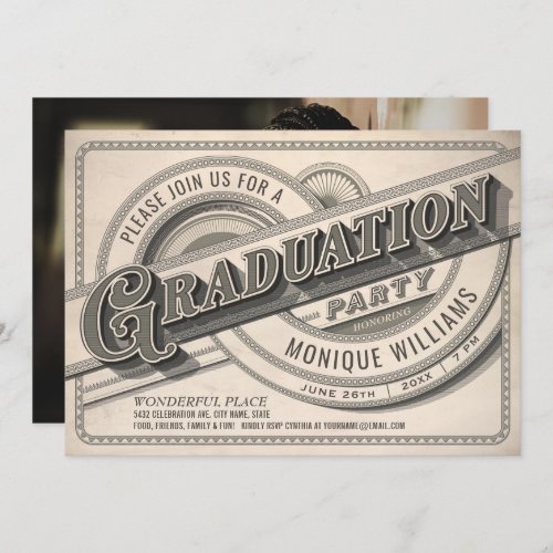 Supreme Vintage Graduation Party Invitations Photo