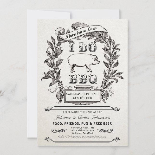 Supreme Vintage I Do BBQ Invitations v.2 (Front)