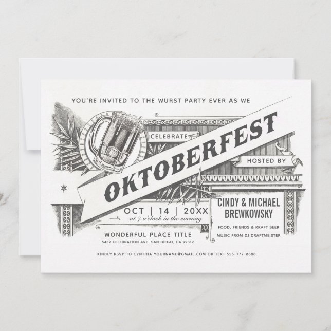 Supreme Vintage Oktoberfest Invitations (Front)