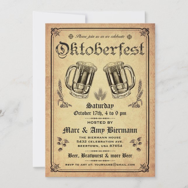 Supreme Vintage Oktoberfest Invitations v.2 (Front)