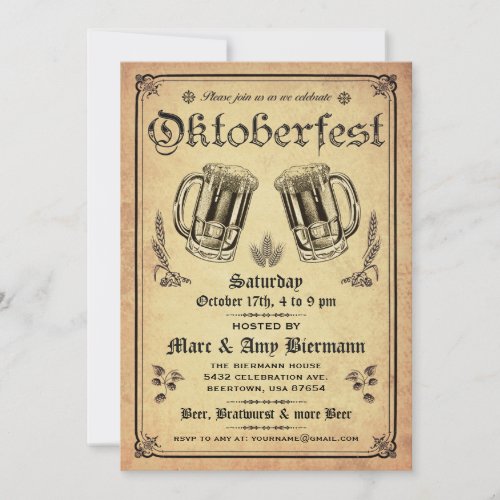 Supreme Vintage Oktoberfest Invitations v2