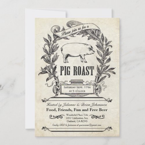 Supreme Vintage Pig Roast Invitations