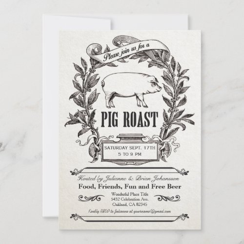 Supreme Vintage Pig Roast Invitations