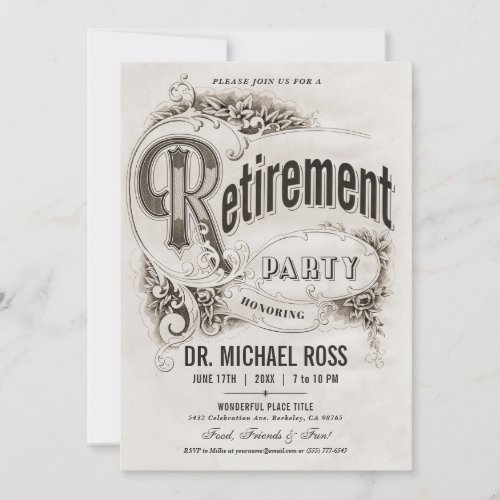 Supreme Vintage Retirement Party Invitations