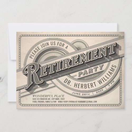 Supreme Vintage Retirement Party Invitations