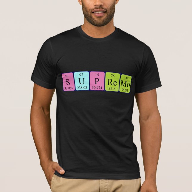 Supremo periodic table name shirt (Front)