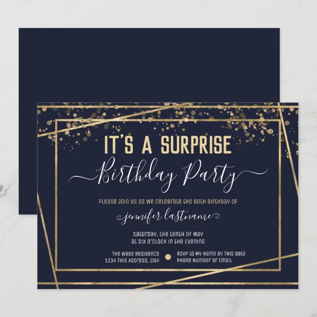 Suprise Birthday Party Budget Invitation (Front/Back)