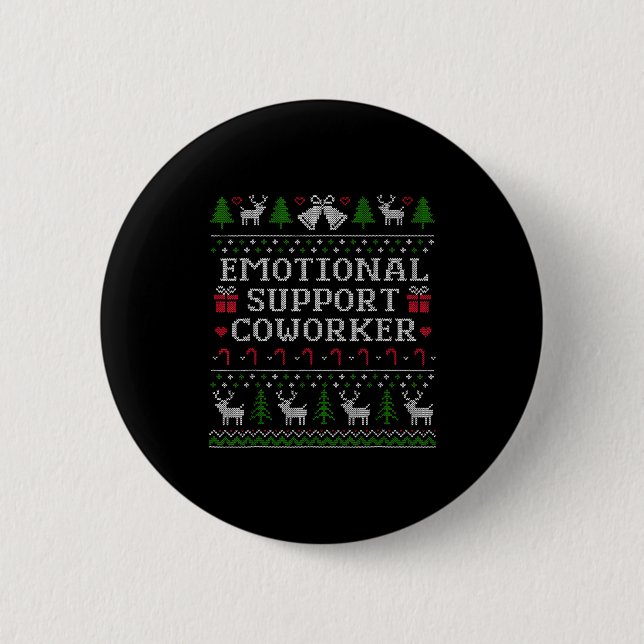 Suprt Coworker Retro Ugly Christmas Saying Quote  Button (Front)
