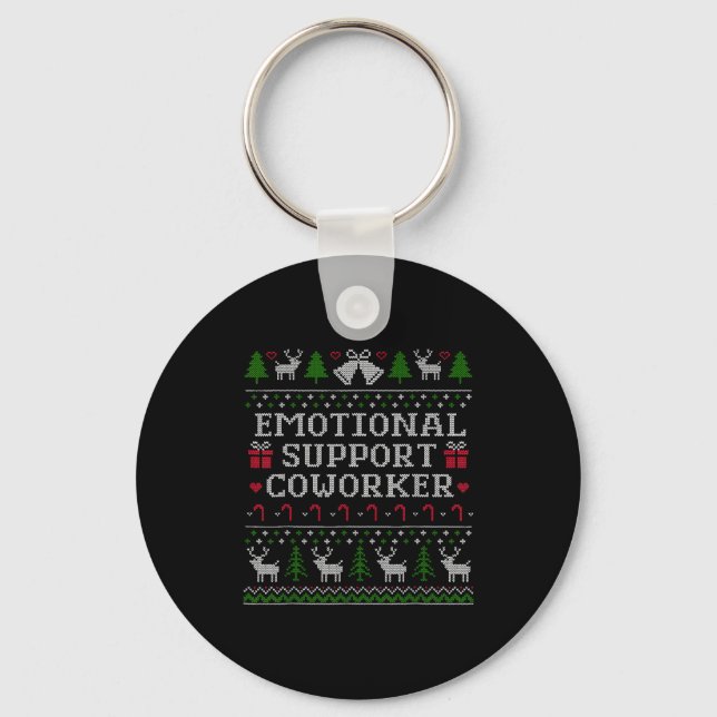 Suprt Coworker Retro Ugly Christmas Saying Quote  Keychain (Front)