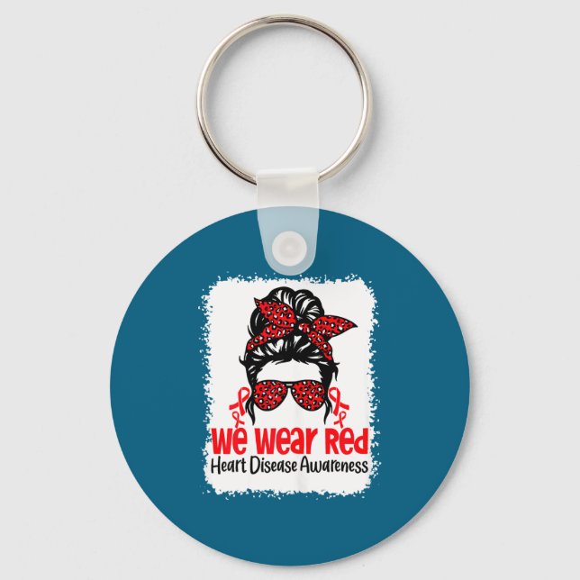 Suprt Heart Disease Awareness We Wear Red Tee Woma Keychain (Front)