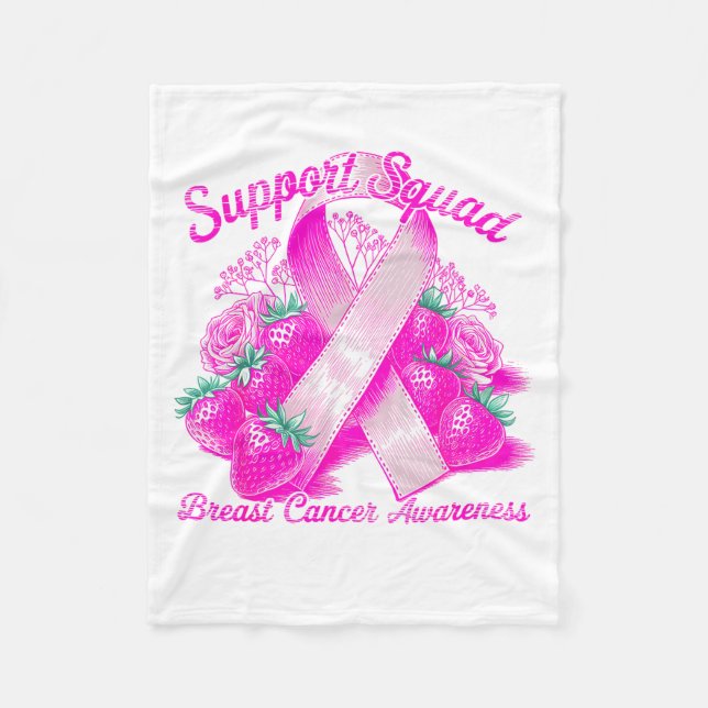 Suprt Squad Breast Cancer Awareness Nk Ribbon Wome Fleece Blanket (Front)