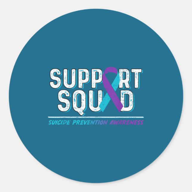 Suprt Squad Suprt Suicide Prevention Awareness Rib Classic Round Sticker (Front)