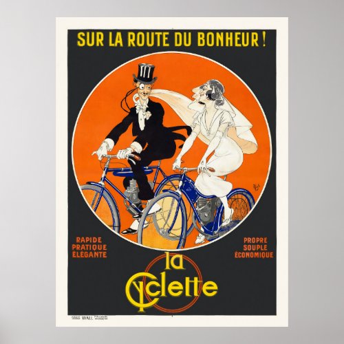 Sur la route du bonheur La Cyclette Vintage Poster