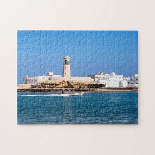 Sur Lighthouse with fisherman boat _ Sur Oman Jigsaw Puzzle