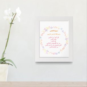 Surah An-Nas Wall Print – Floral Border Refuge