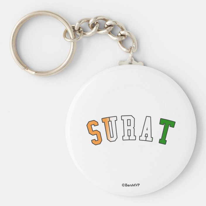 Surat in India National Flag Colors Keychain