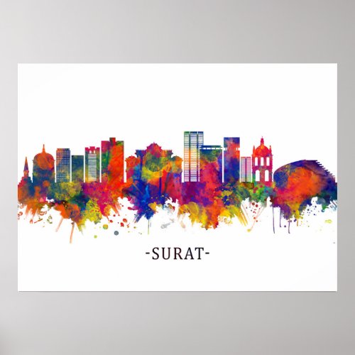 Surat India Skyline Poster