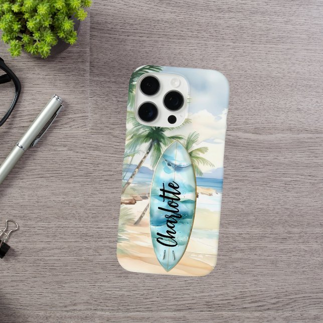 Surboard beach palm trees name Case-Mate iPhone case (Creator Uploaded)