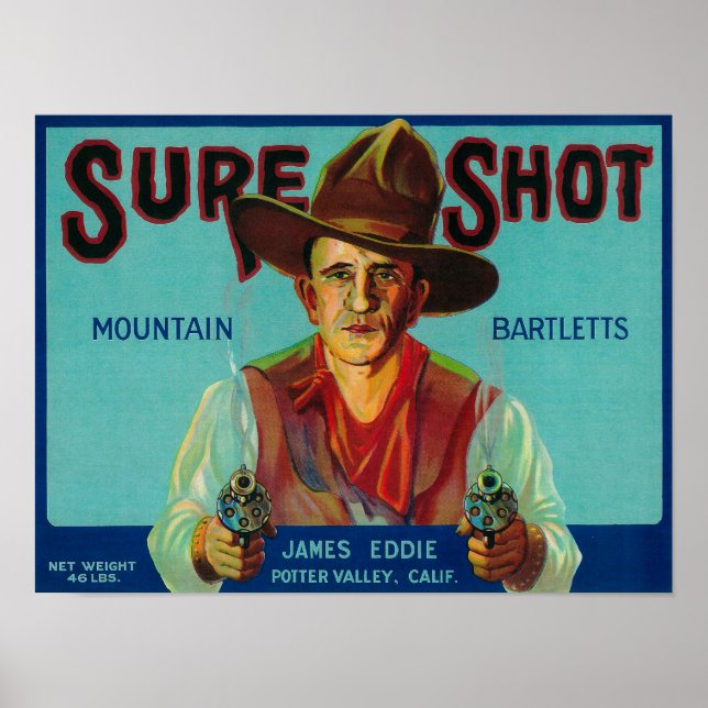 Sure Shot Pear Crate LabelPotter Valley, CA Poster (Front)