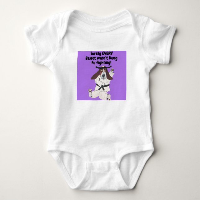 Surely EVERY Basset wasn't Kung Fu fighting!  Baby Bodysuit (Front)