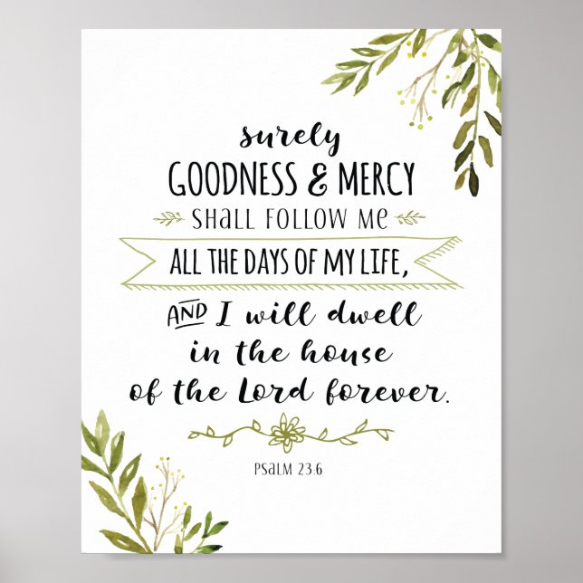 Surely Goodness and Mercy Shall Follow Me Print (Front)