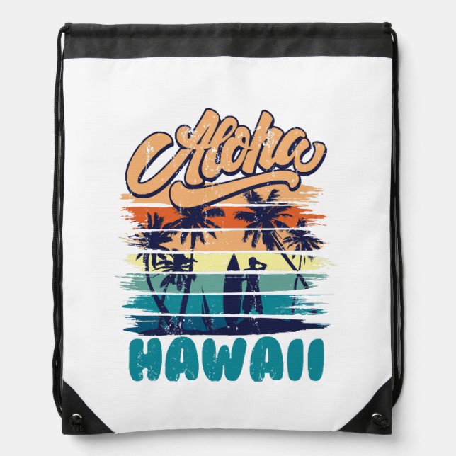 Surf - Aloha Hawaii Drawstring Bag (Front)