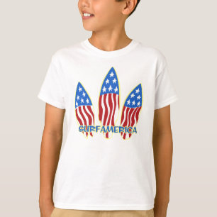 Surf America Surfboard Patriotic Flag T-Shirt