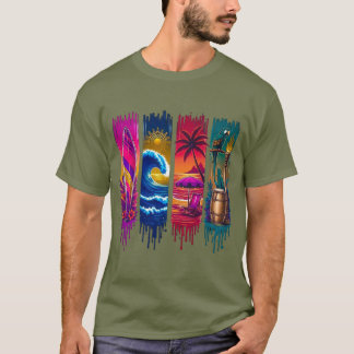 Surf and Beach Design Tropical Elements Dripping E T-Shirt