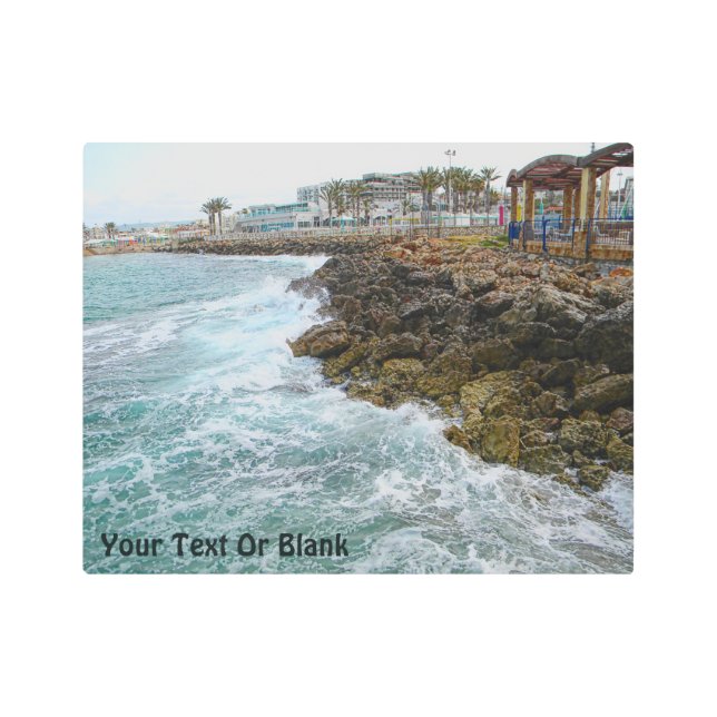 Surf And Rocks - Nahariya, Israel Metal Print (Front)