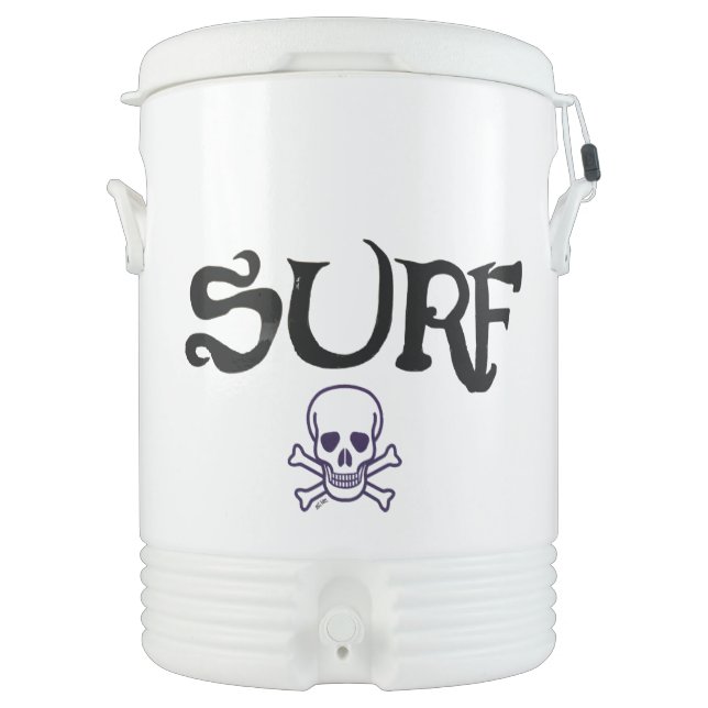 Surf and Skull black Igloo beverage cooler 2 side (Front)